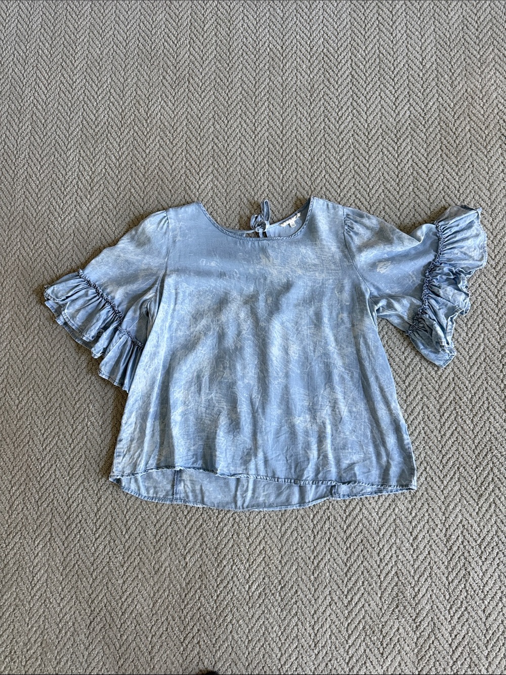 Promesa Light Blue Ruffle Sleeve Blouse